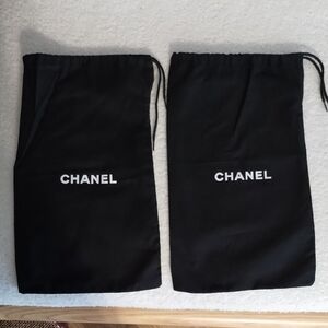 CHANEL Black Drawstring Shoe Dust Bags